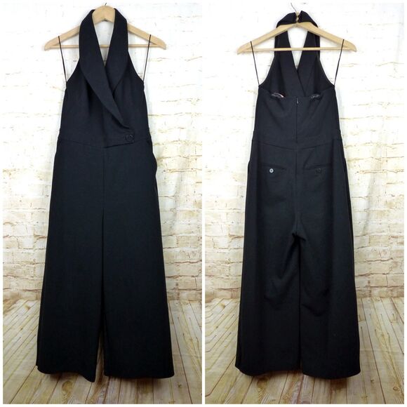 The Limited Scandal Collection Halter Jumpsuit Women 4 Black Wide Legs Altered - Picture 2 of 15